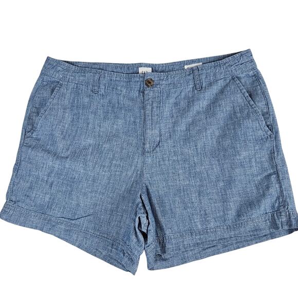 Gap Women's Everyday Blue 100% Cotton Chino Shorts - Size 14, 5" Inseam Casual - Picture 1 of 10